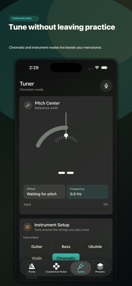 Built-in tuner screen